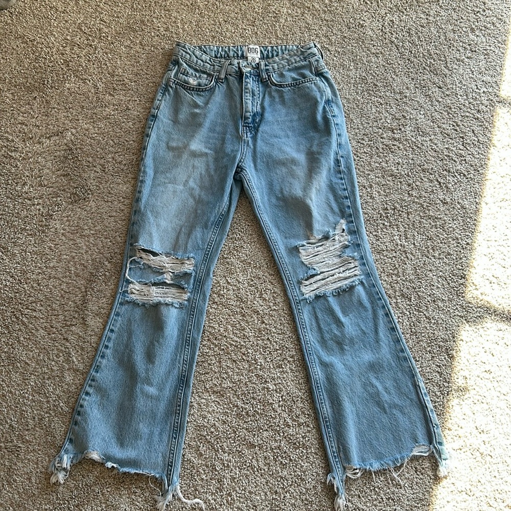 Light Blue Distressed Women’s Jeans - 90s High Waist Flare